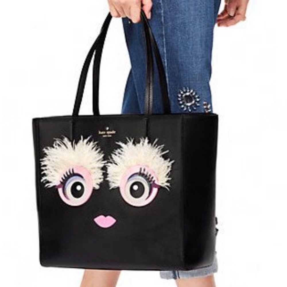 Kate Spade imagination monster eyes leather tote pristine!